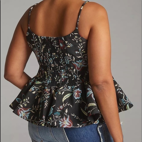 NWT - Anthropologie Flounce Jacquard Peplum Waist Side Zip Top​​​​​​​​​​​​​​ - Picture 4 of 5